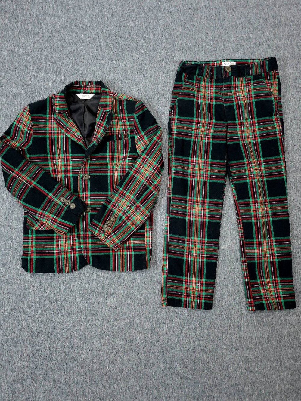 Cat & Jack Boys Size 6 Plaid Tartan Blazer Pants Holiday Suit Set